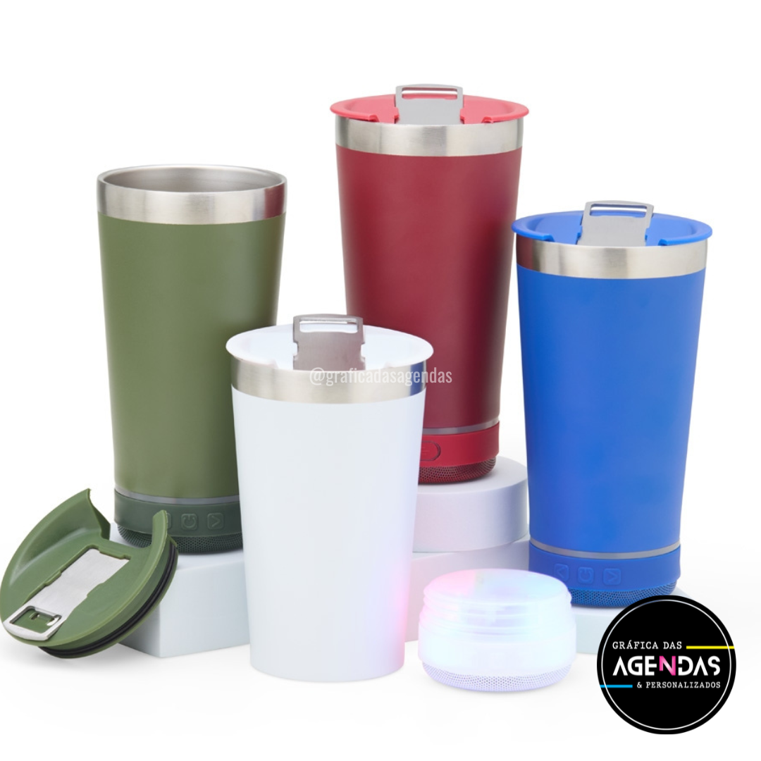Sound & Sip (Copo Térmico 400ml e Caixa de Som Bluetooth)